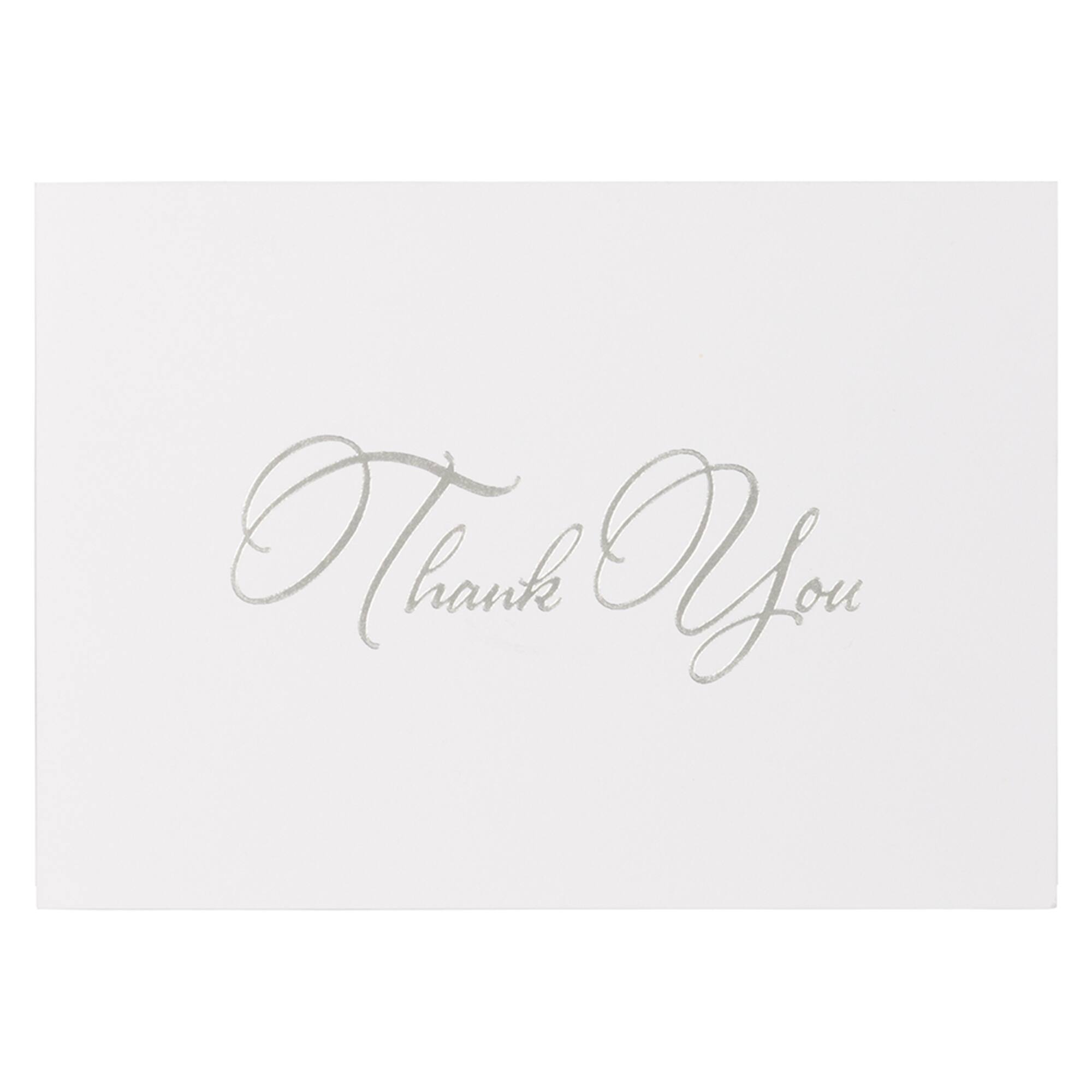 JAM Paper Thank You Card Set with Silver Script